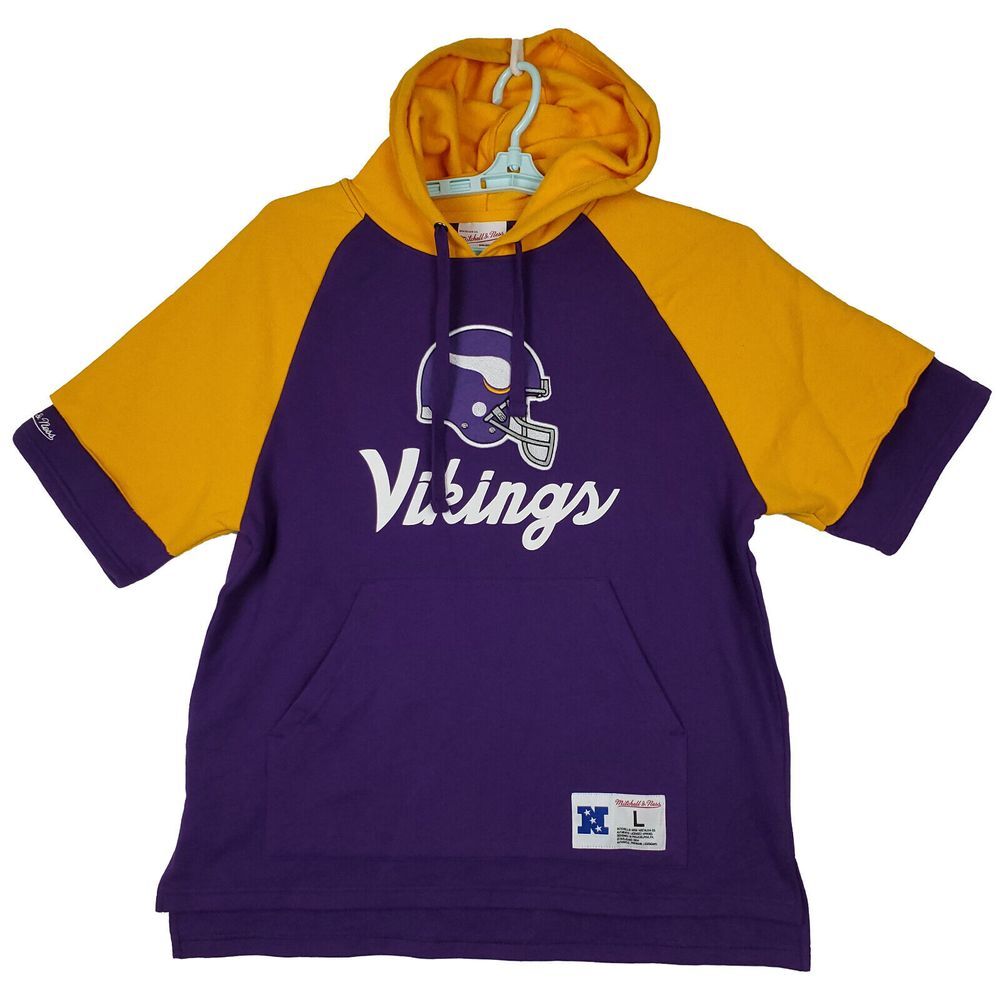 Minnesota Vikings Mitchell & Ness NFL L Large‎ Hoodie Cut Off Sleeves Purple New